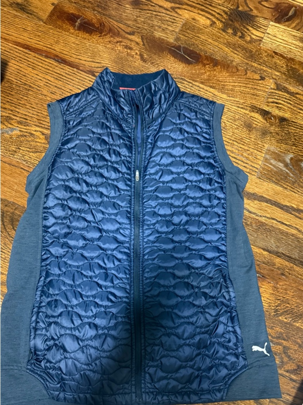 Puma Navy Quilted Kids Vest with Knit Sides